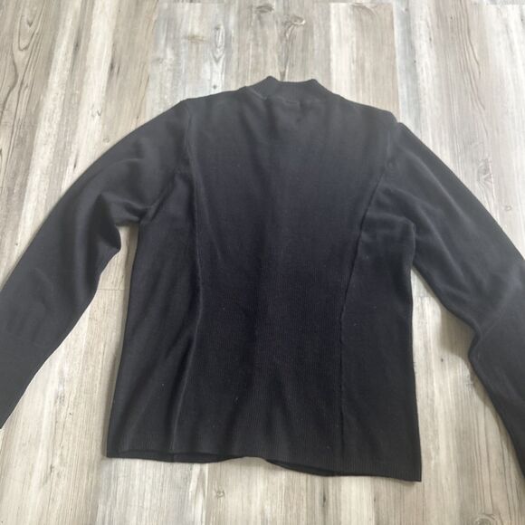 Shu Shu Ladies Black Ribbed Sweater Full Zipper Size Large - Picture 5 of 6